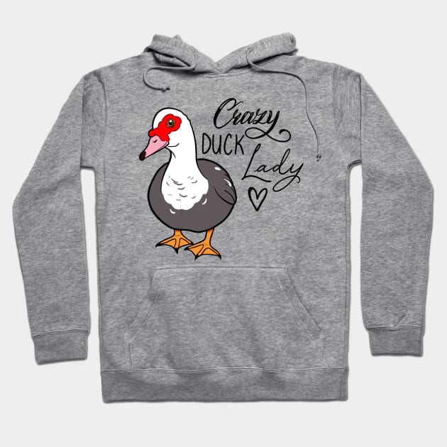 Crazy duck lady female Muscovy grey Hoodie by Jurassic Ink